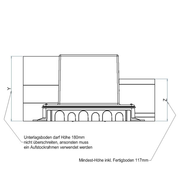 Produktbild UBD 160 198  -  Kunststoff-Einbaubox, schwarz, inkl. Styroporklotz im Inneren, oben: 170x170mm, unten: 260x310mm, H: 185mm